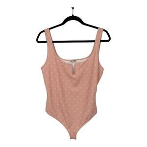 Free People Printed romance polka dot bodysuit pink size Large L